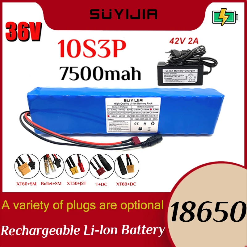 

18650 10S3P 36V Battery Pack 7.5Ah Li-ion Battery with BMS for Xiaomi M365 Electric Bicycle Motorcycle Scooter Wheelchair Etc.