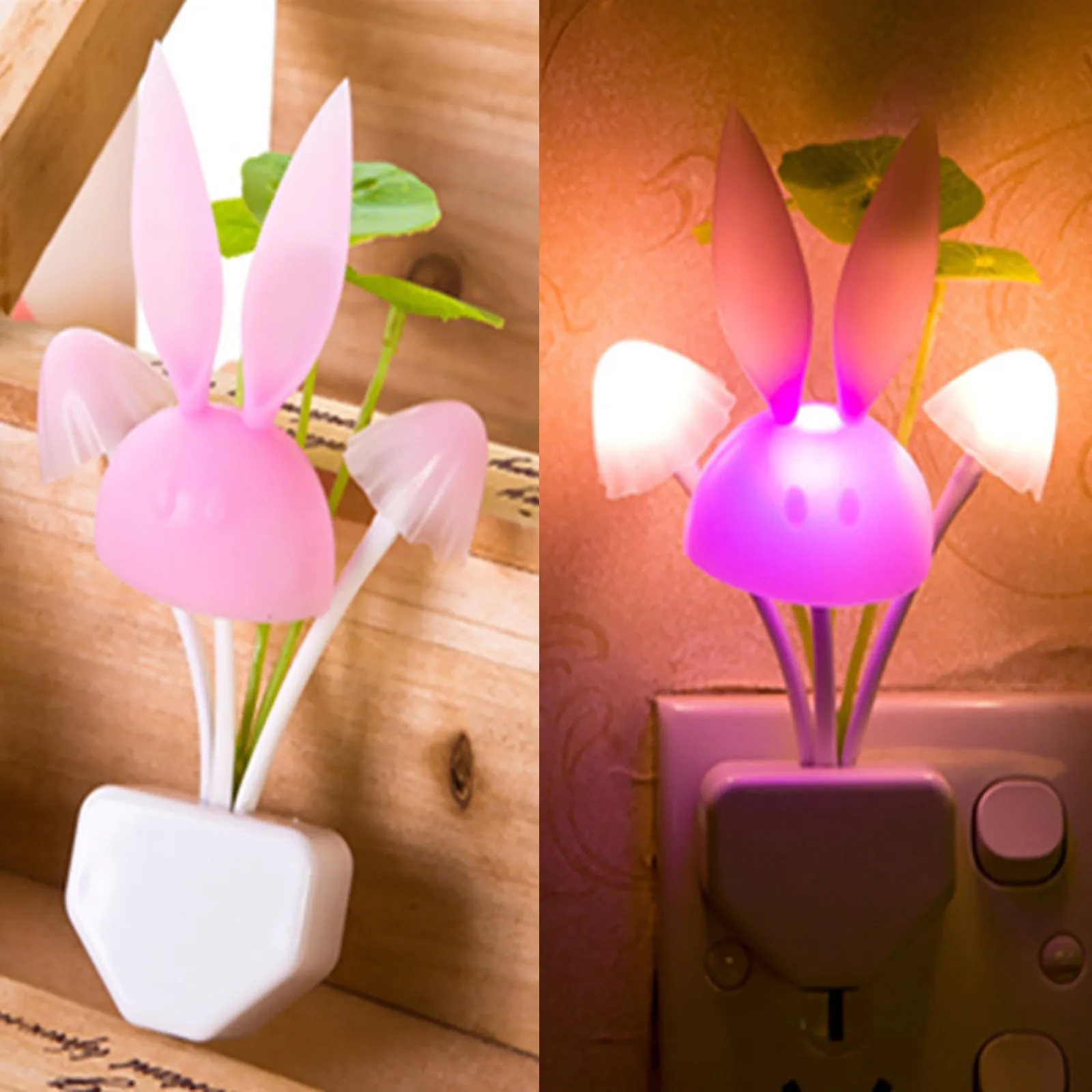 

LED Color Changing Flower Lamp Rose Flower Rabbit Night Lights Luminous Lamp EU/US Plug Sensor Home Bedroom Decoration Lighting