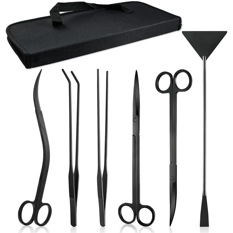

7 In 1 Aquascaping Scissor Tools Kit, Stainless Steel Aquarium Scissors Plant Tools Scissor Tweezers Spatula Tools