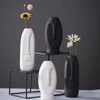 creative face abstract flower vase art face ceramic vase ornaments nordic style office living room bedroom home decorations