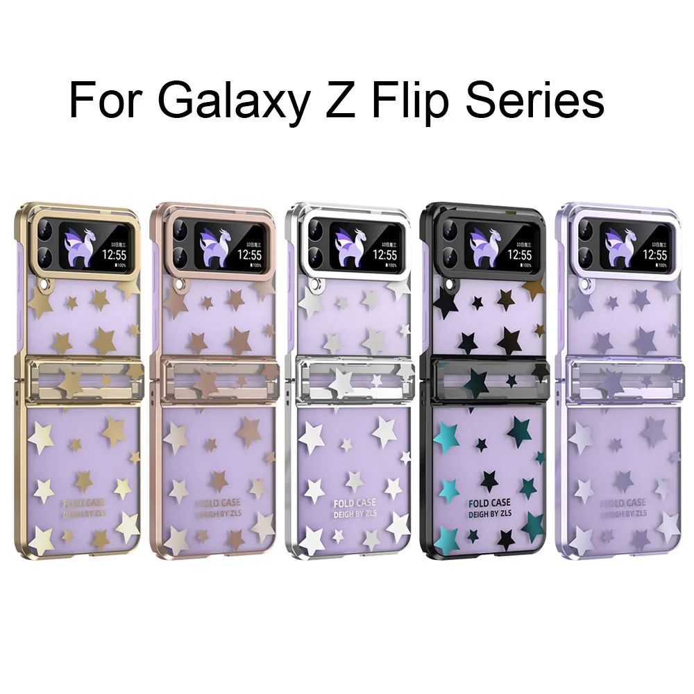 

Stars Designed Plating Phone Case Shell for VIVO X Flip OPPO N2 Huawei P50 Pocket Galaxy Z Flip 4 Flip3 Electroplating Covers