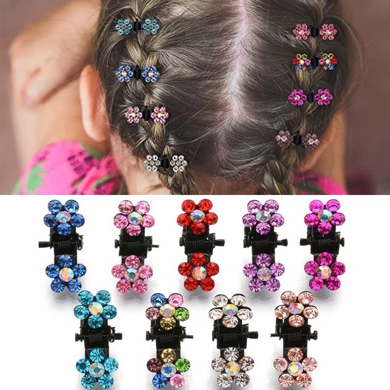 

12pcs Mini Rhinestone Hair Clips Women Girls Crystal Flower Hair Claws Shiny Metal Hairpins Kids Party Headwear Hair Accessories