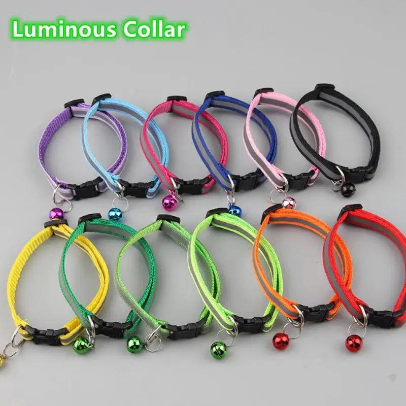 

Светящийся ошейник для домашних животных, ошейник из светоотражающего материала с колокольчиком, ожерелье для шеи, безопасный эластичный р...