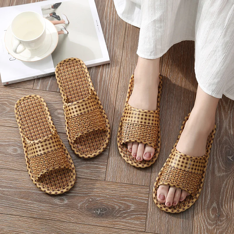Flat Anti-slip Fashion Brand Beach Shoes Women Home Indoor Slides Men Sandals Cane