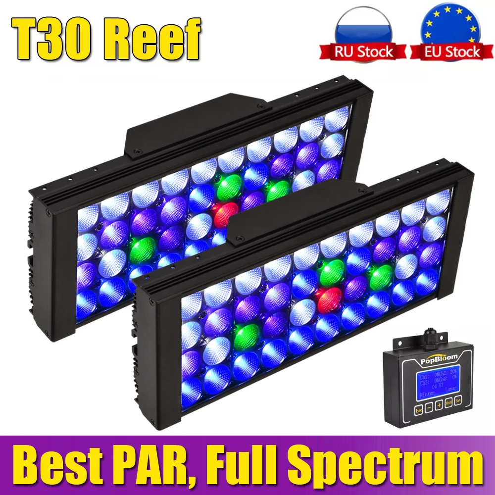 

PopBloom Marine Led Aquarium Light 80cm-120cm Full Spectrum Aquarium Lamp Led for Reef Coral SPS LPS Fish Tank Light Turing30
