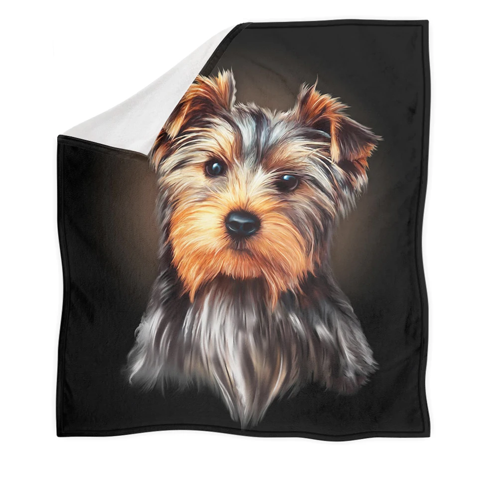 

Cute Yorkshire Terrier Dog Printed Fleece Throw Blanket for Sofa Bed Bedding Sleeping Travel Blanket Large Blankets for Beds