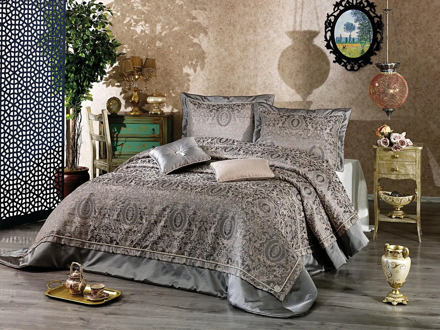 

Linda Double Bed Cover Anthracite Gray