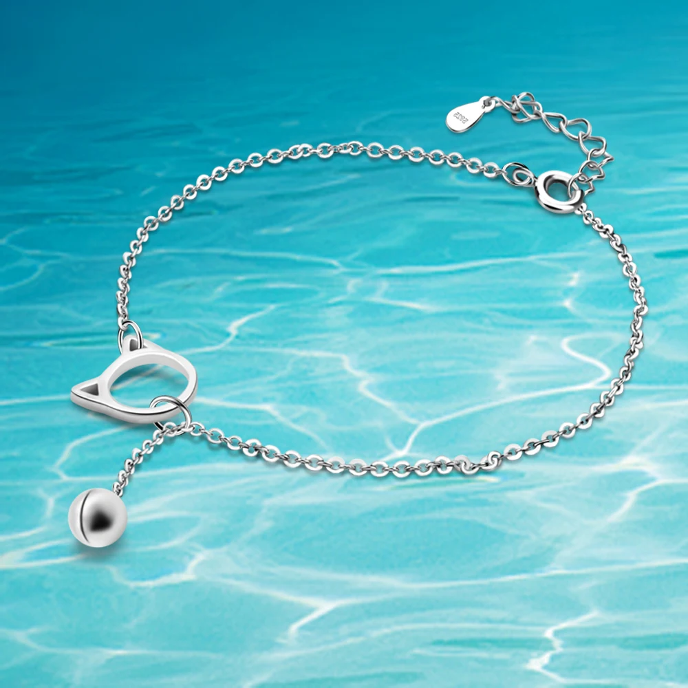 

Fashion Cat Anklet For Women 925 Sterling Silver Ankle Bracelet Foot Chain Leg Bracelet Lady Summer Beach Accessories Jewelry