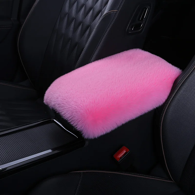 Soft Furry Plush Polyester Armrest Box Pad Cover Center Console Box Armrest Pad Cushion Universal Women Car Accessories