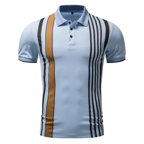 Рубашка-поло мужская в полоску, люксовая деловая Футболка с принтом для гольфа, элегантная повседневная офисная одежда, лето 2023