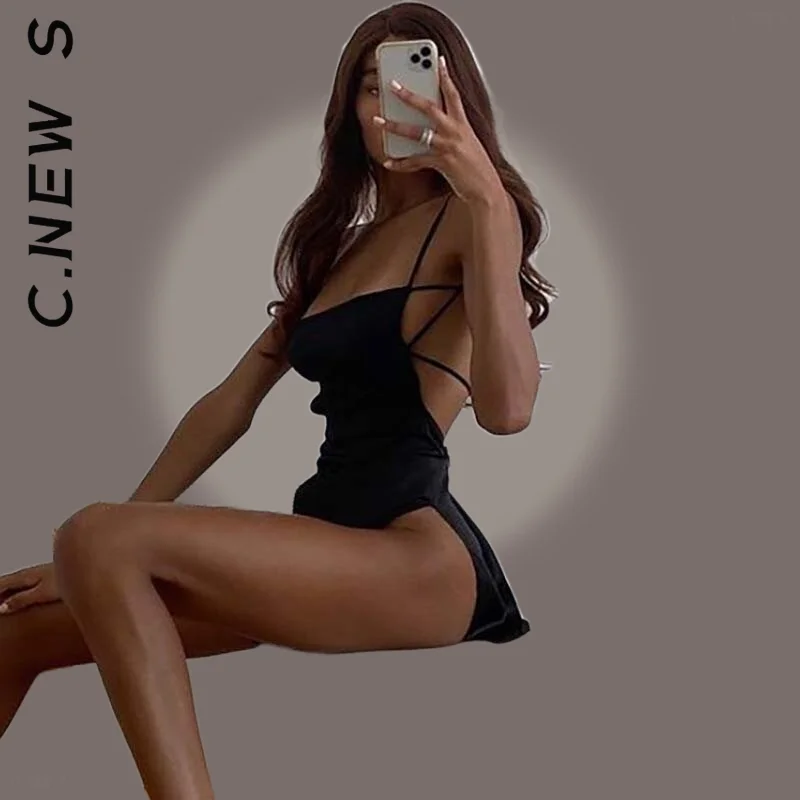

Summer Sexy Bandage Dresses Backless Dress Women Spaghetti Strap Sling Party Mini Dress Retro Sexy Dress Beach Dress Robe Female