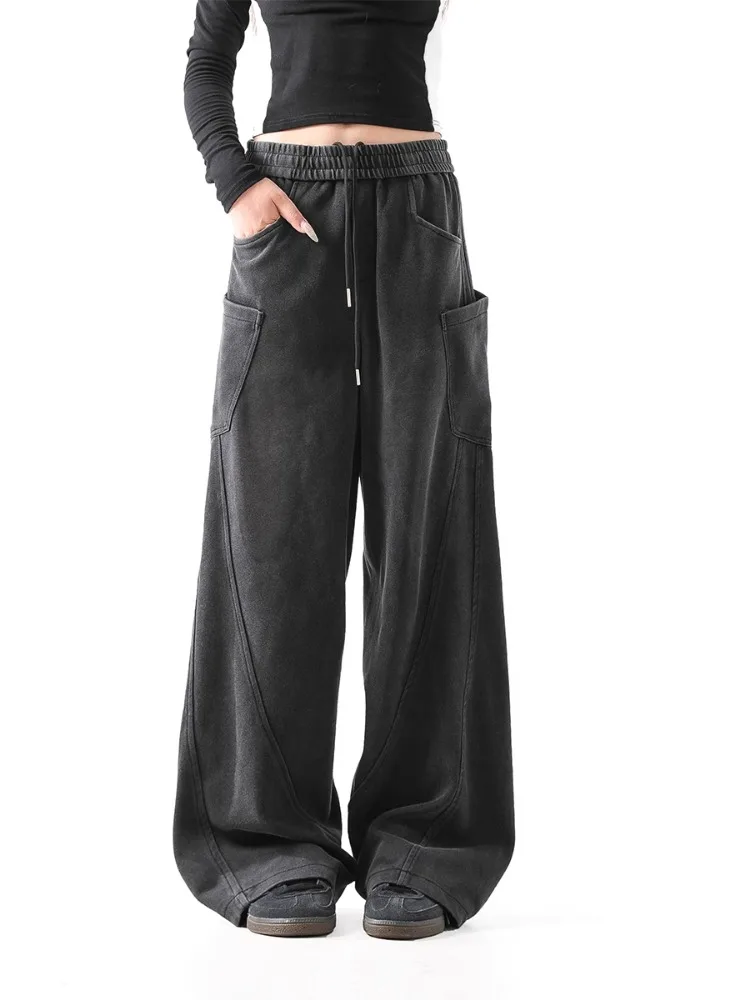 HOUZHOU винтажные мешковатые спортивные штаны Y2k для бега женские уличные в стиле