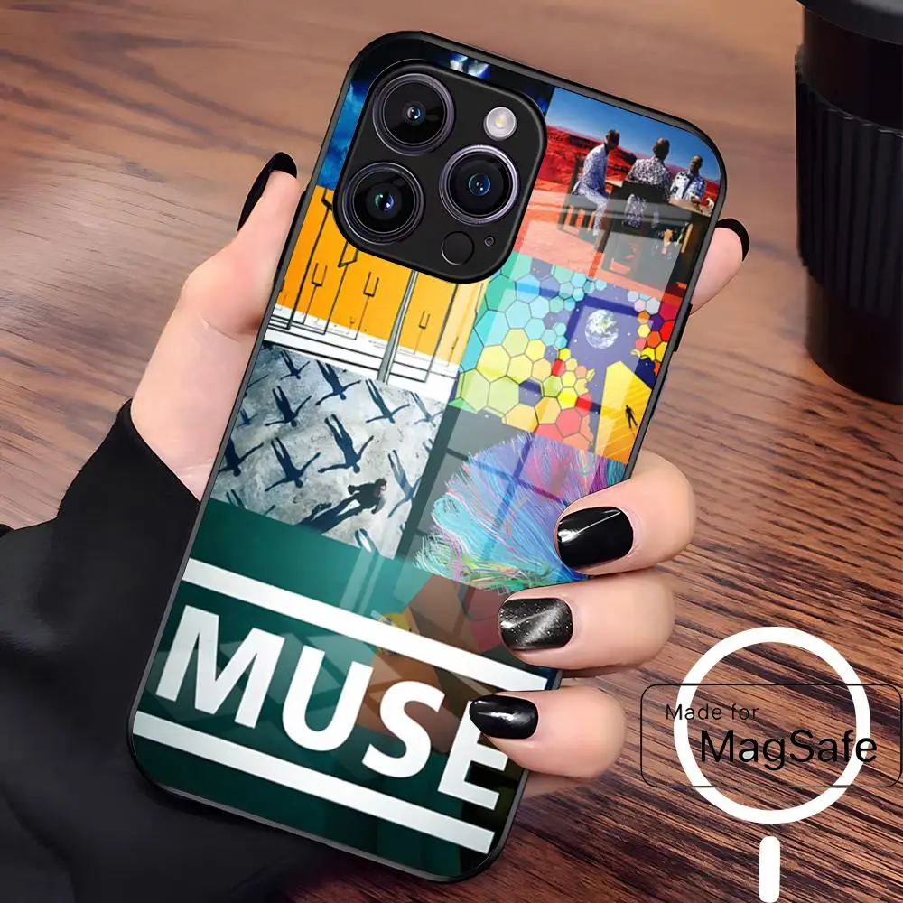 Чехол для телефона Band M-Muse для iPhone 17 Air 16 15 14 Plus 13 12 Mini 11 Pro Max, стеклянный магнитный чехол (art.: 3920d976fd77a) - 3920d976fd77a