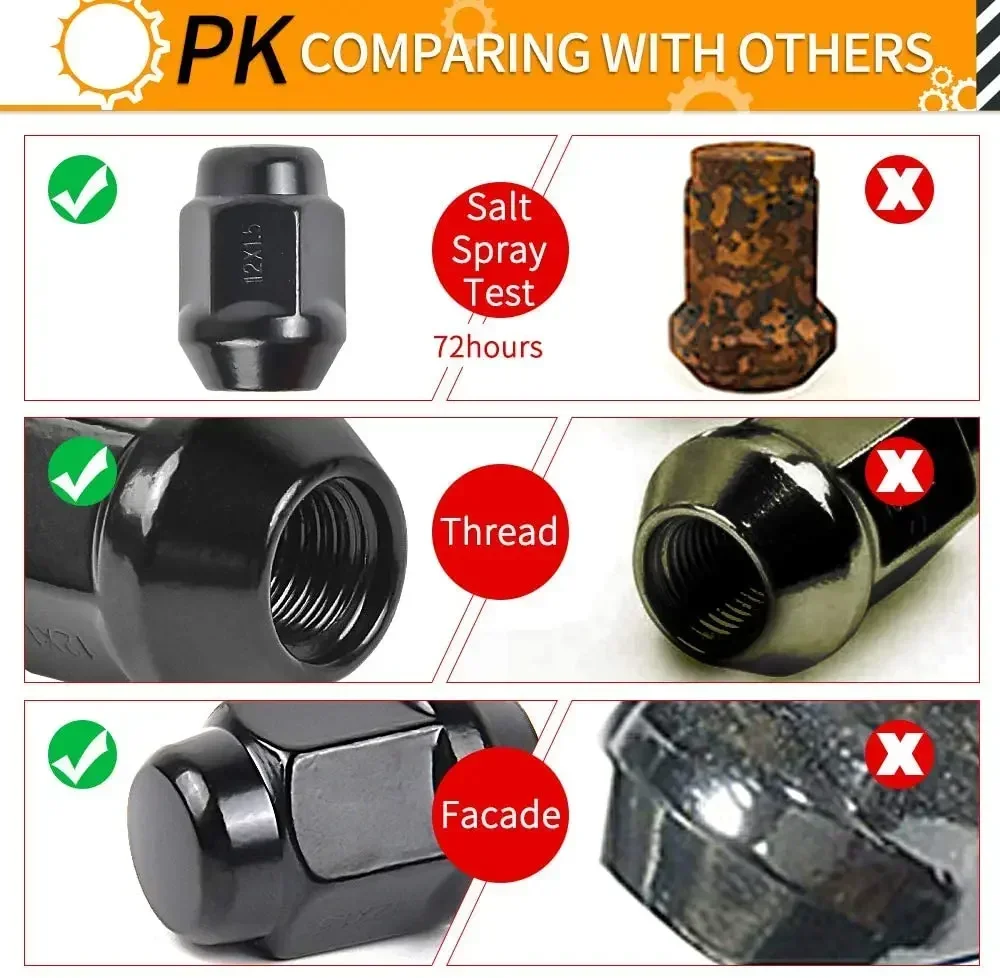 20 шт. гайки с проушинами M12x1 5 для Ford Fusion/12-18 Focus/01-19 Escape Aftermarket колеса черный