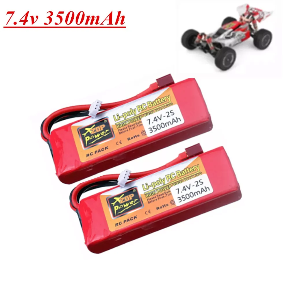 

For Wltoys 144001 Car 2s 7.4 V 3500mAh Lipo battery for Wltoys 1/14 144001 RC car boat Upgraded 7.4v Rechargeable battery T plug