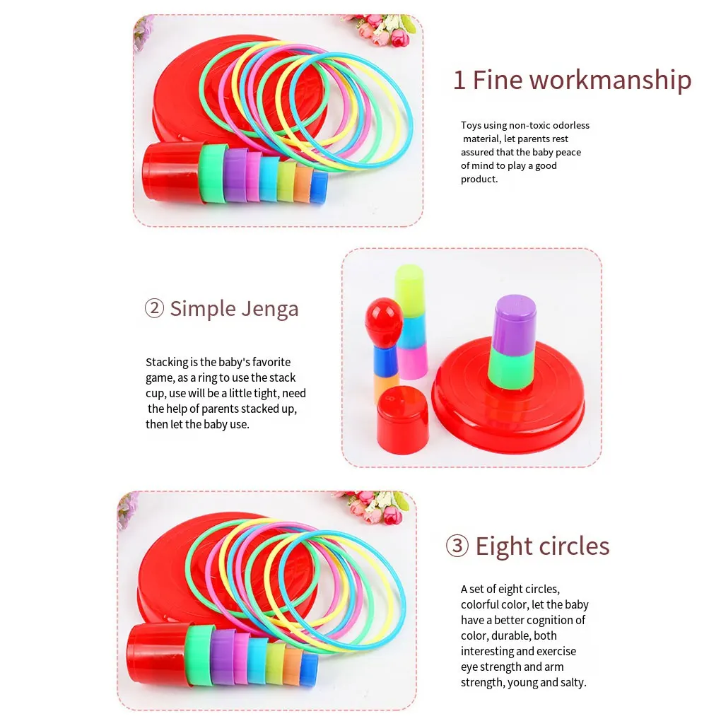 

Circle Ferrule Stacked Layers Throwing Game Colorful Long-lasting Indoor Household School Fine Workmanship Compact Size