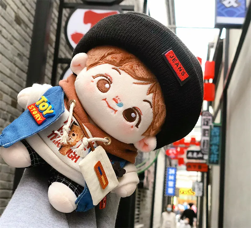 Explorer suit 20CM star plush doll clothes cowboy vest black hat 20CM cotton stuffed doll accessories