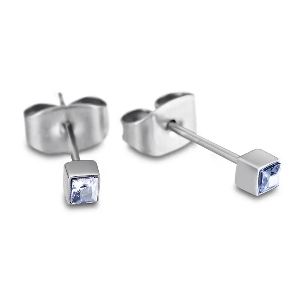 TGNEL серьги-гвоздики для женщин из чистого титана 2 6 мм черные/синие с фианитом