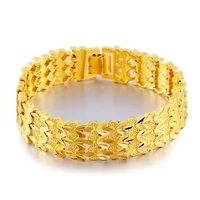 women men bracelet wrist chain 18k yellow gold filled fashion solid bracelet unisex wristband jewelry gift