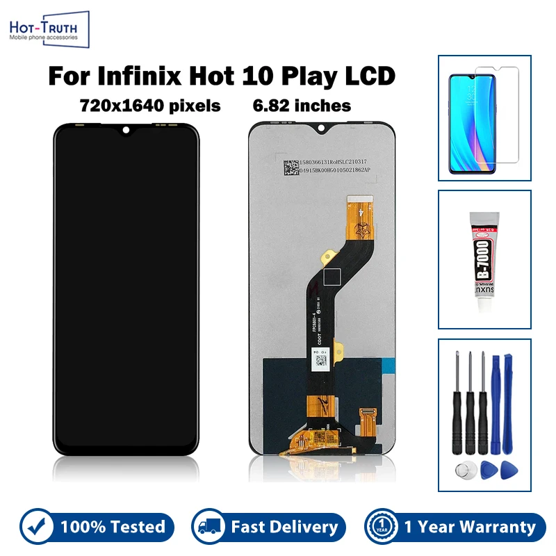 

6.82" LCD For Infinix Hot 10 Play X688 Hot 11 Play Pova Neo Vision 2 Plus LE6 P681L P37 Pro Display Touch Screen Replacement