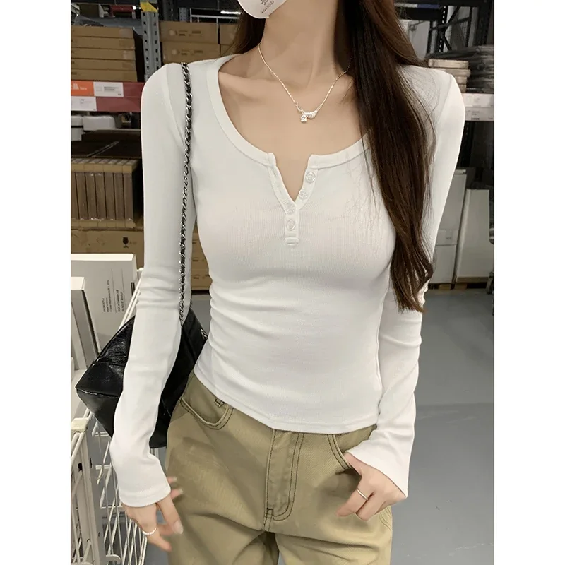 Pure Desire Slim Tight Сексуальные женские топы Осень-зима Футболки с длинным рукавом и