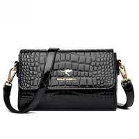 classic glossy pu leather shoulder bag ladies crocodile pattern brand designer handbag flip crossbody elegant ladies bag 2021
