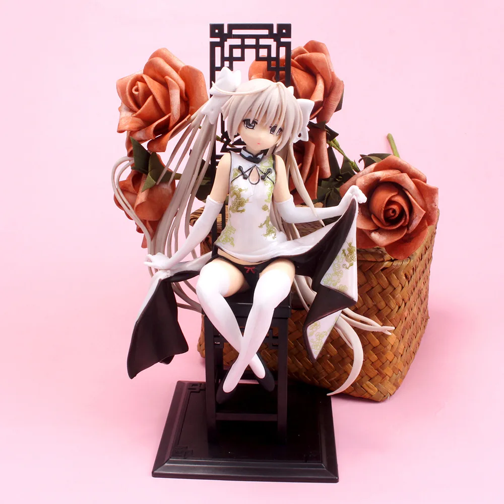 

23CM Yosuga no Sora Kasugano Sora PVC Action Figure Cheongsam Dome Sister With Chair Home Decor Car Cake Ornament Model Toy Doll