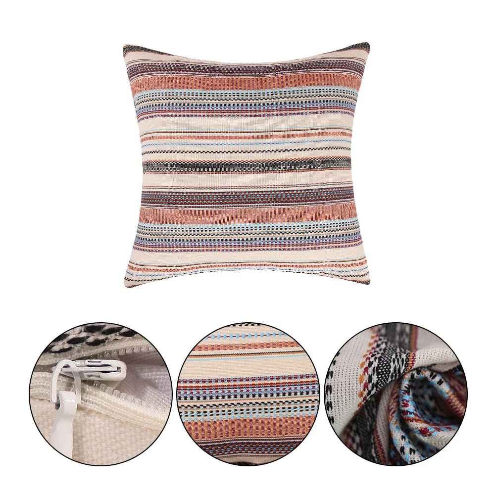 

Pillow Cover Home Sofa Pillowcase Practical Cotton Stripe Pattern Pillow Cover