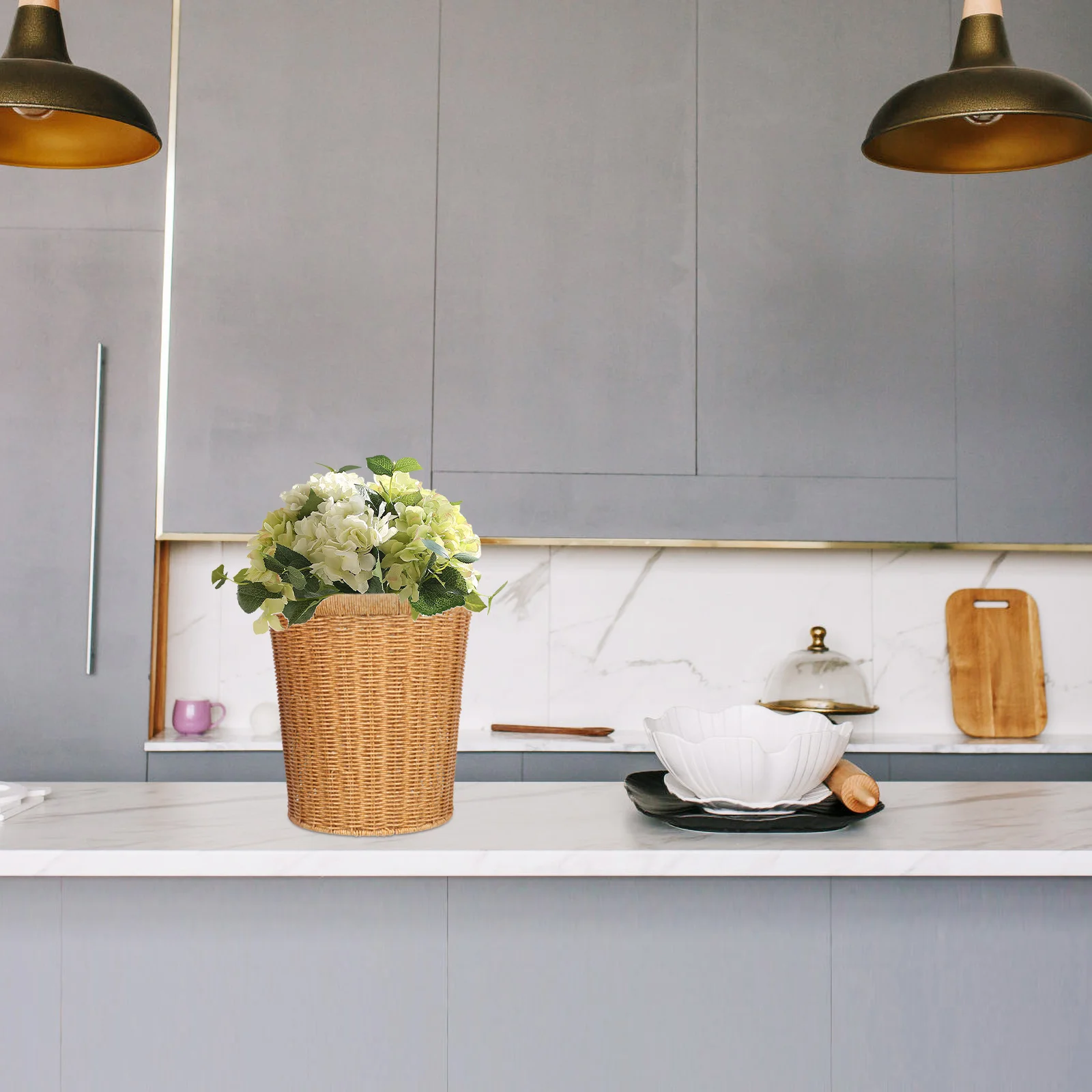 

Корзина для мусора, плетеная мусорная корзина из ротанга, металлический контейнер, бумажные соломенные корзины для белья в ванную комнату, ...