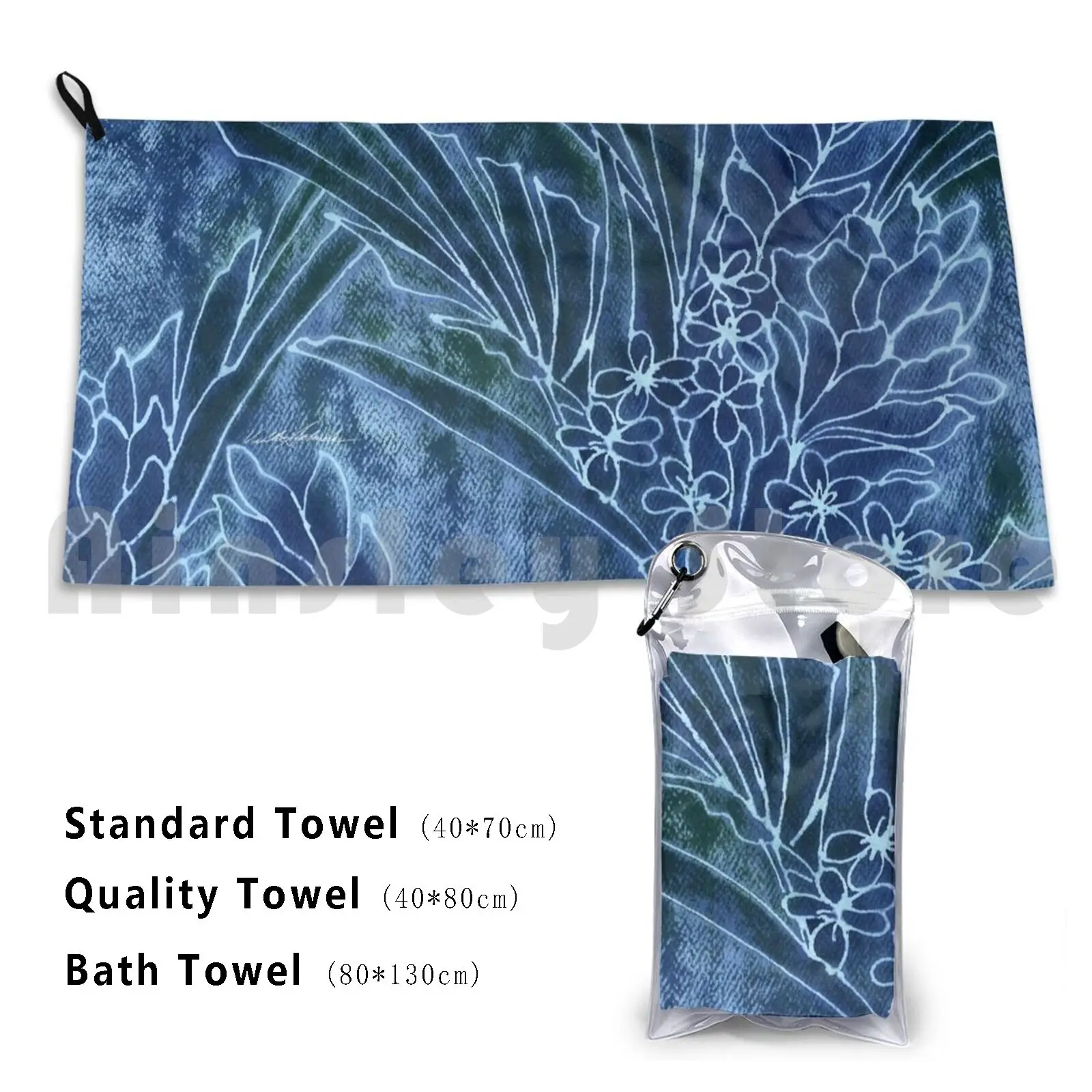 Beach Cushion Blue Blue Jeans Indigo Tropical Jungle Rain Forest Flowers