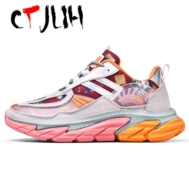 

CTJLIH Mens Tennis Shoe Fashion Breathable Men's Sneaker Luxury Designer Men's Casual Shoes Leather Mesh Patchwork Summer Shoes