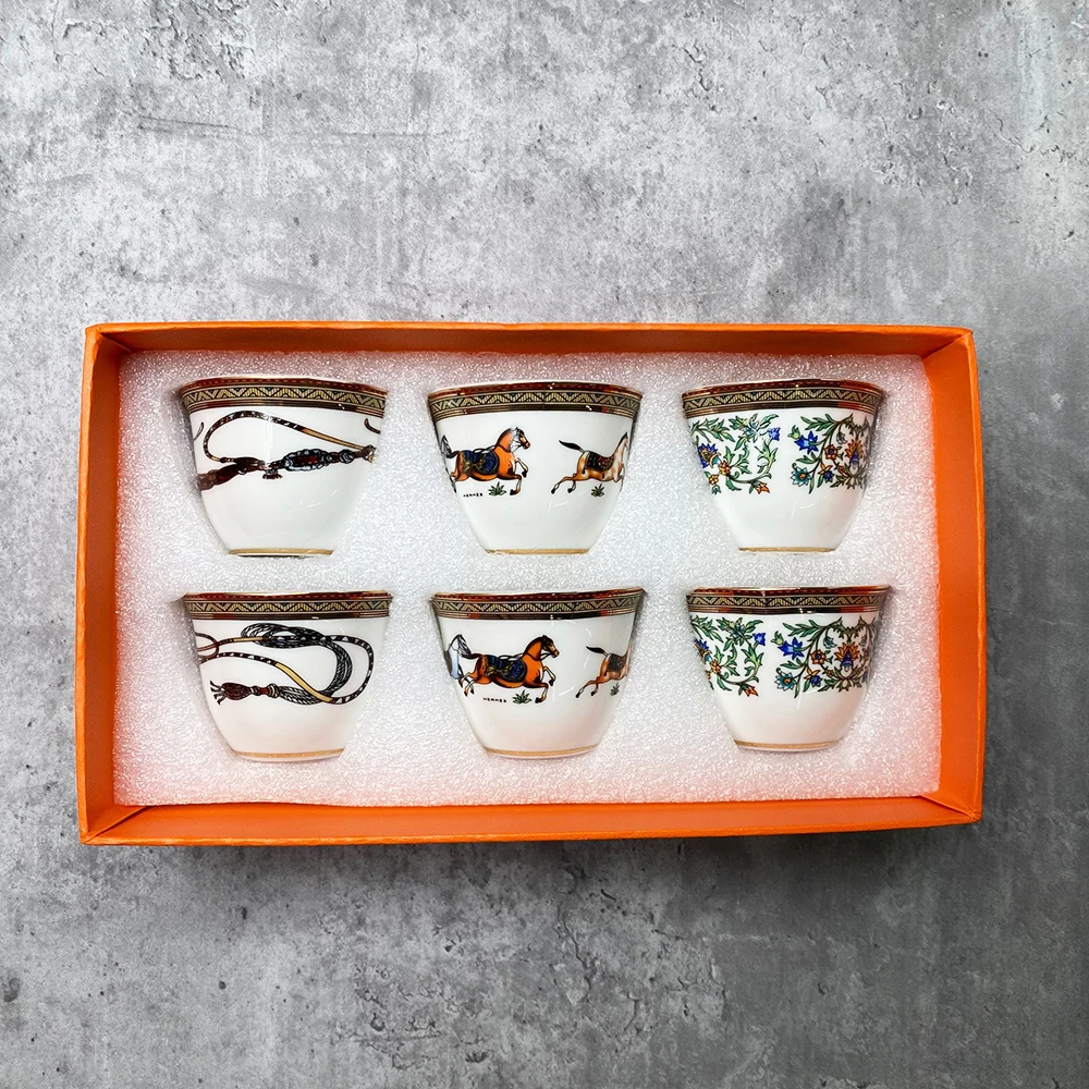 Top Grade Tea Cup 6 pcs set Ceramic Espresso Coffee Cup Tea Milk Drinking Cups for Office Novelty Gift With Original Box