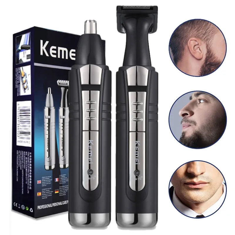 

Kemei Electric Nose and Ear Trimmer 2 In 1 Face Care Hair Trimmer for Men Personal Care Tools Small Clipper with Cutting Guides
