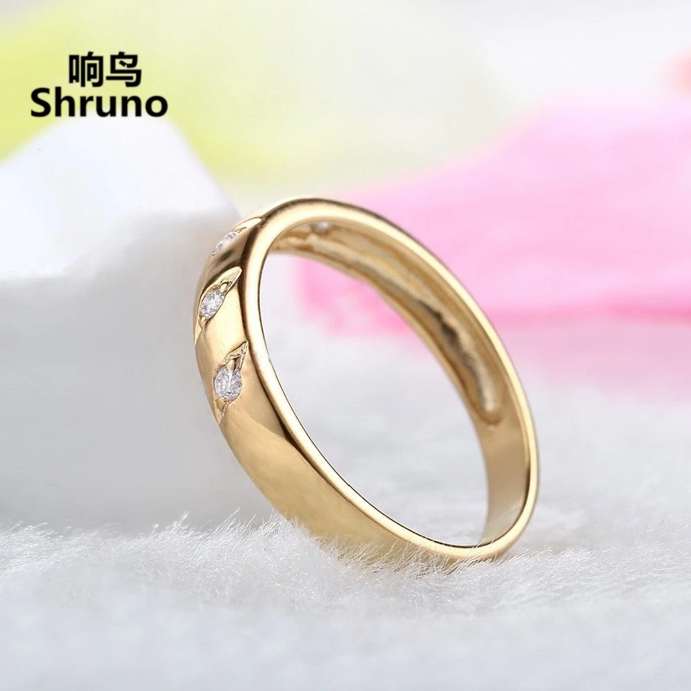 Женское кольцо Shruno из желтого золота 14 к au585 пробы с натуральными бриллиантами SI/H