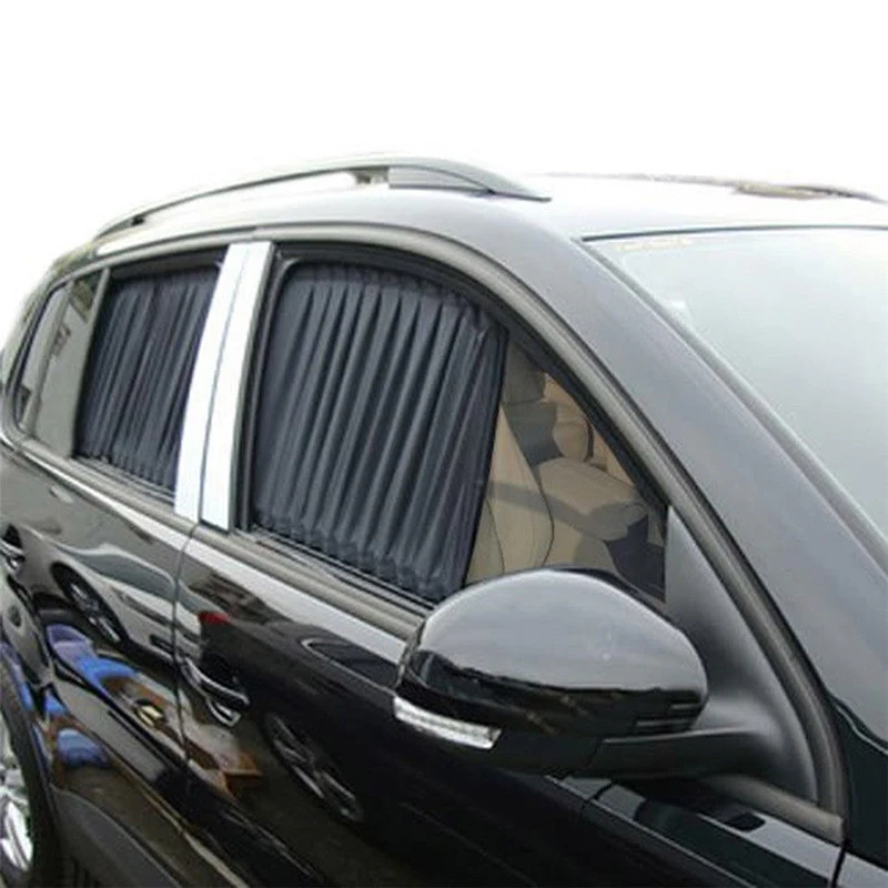 

Auto Car Curtains Front Rear Window Universal 50x39cm Adjustable Black Anti-UV Interior Accessories Sunlight Protection Set