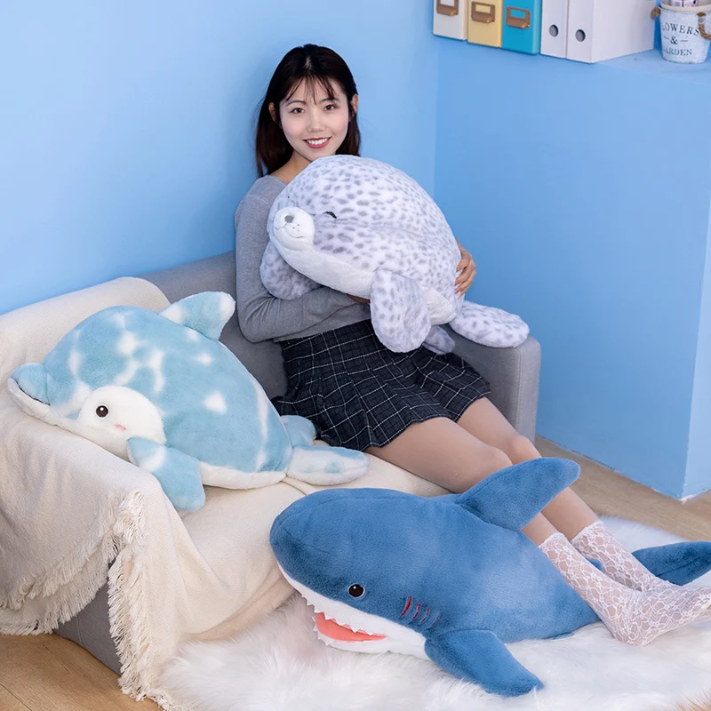 

Fluffy Shark Dolphin Seal Plush Toy Soft Stuffed Sea Lion Plush Pillow Birthday Gifts Room Decor Cushion Doll Gift For Children