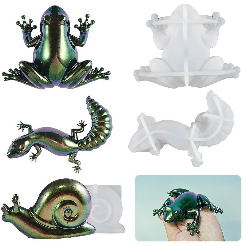 

1pc 3D Animal Resin Molds Frog Snail Lizard Epoxy Silicone Moulds DIY Crafts Casting Mold For Home Accessories