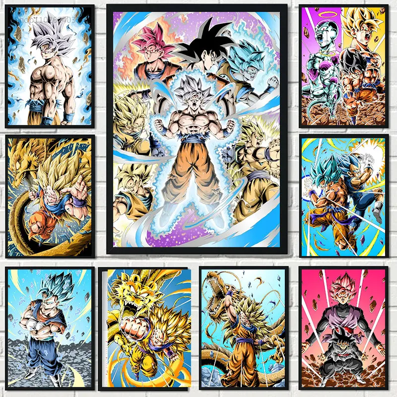 

DIY Diamond Painting Kit Japanese Anime Cartoon Dragon Ball Goku Round Diamond Embroidery Mosaic Art Rhinestone Home Decor Gift
