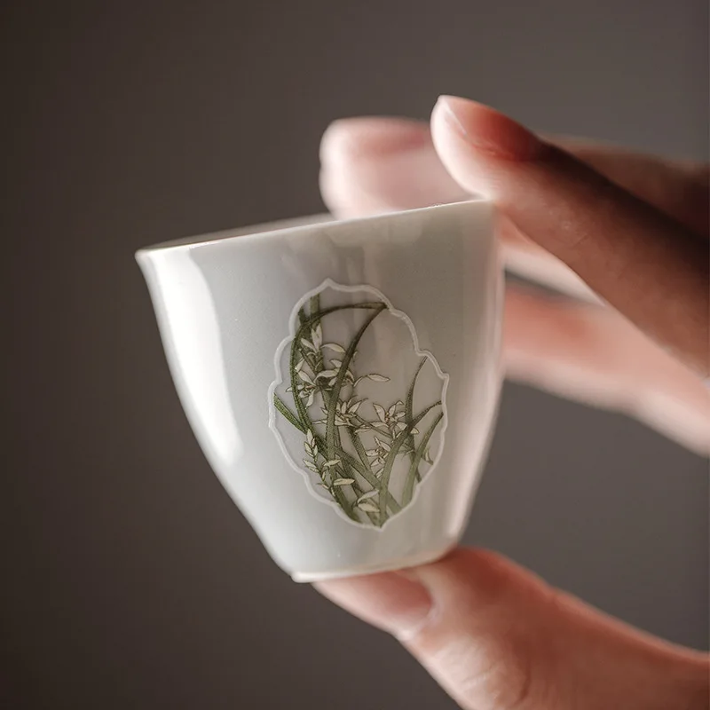 

China Hand Painted Flowers Ceramic Tea Cup White Porcelain Kung Fu Cups Pottery Drinkware Wine Coffee Mug Teacup Wholesale