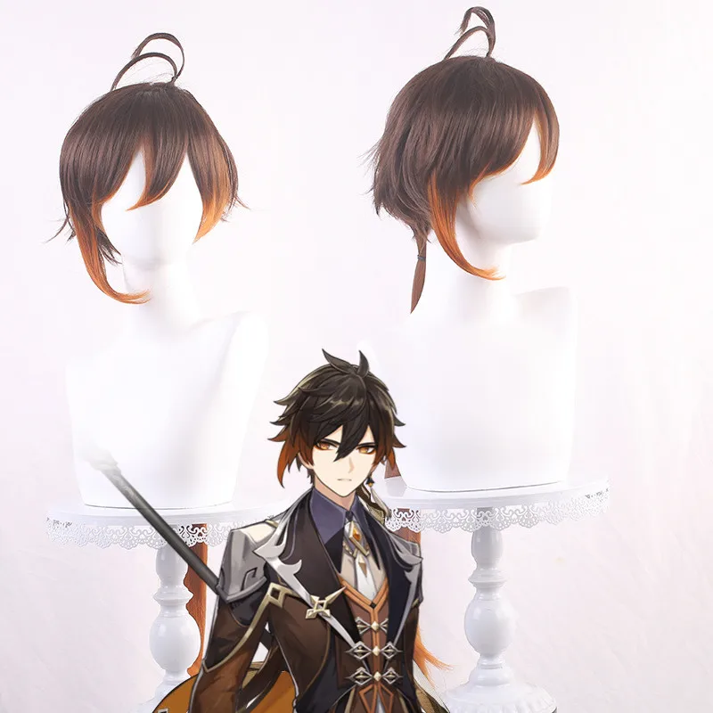 

2022 new Game Genshin Impact Zhongli Cosplay Wig 100cm Long Role Play headgear Anime Cosplay Costume Wigs Halloween Christmas