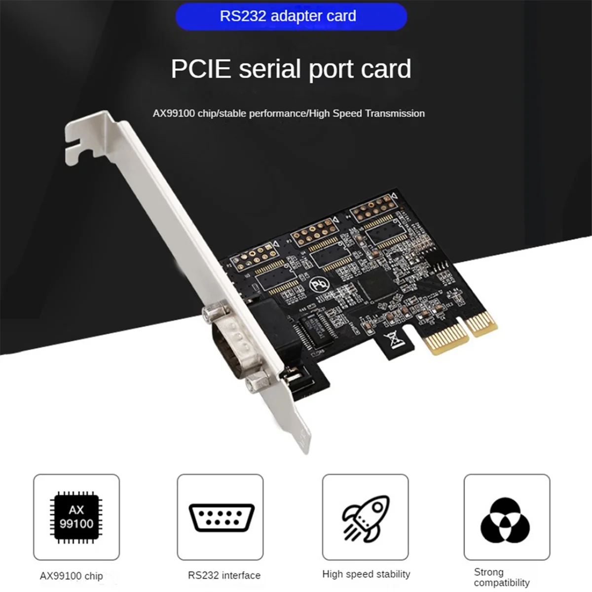 Карта последовательного адаптера Pcie X1 к RS232 расширения компьютера промышленного