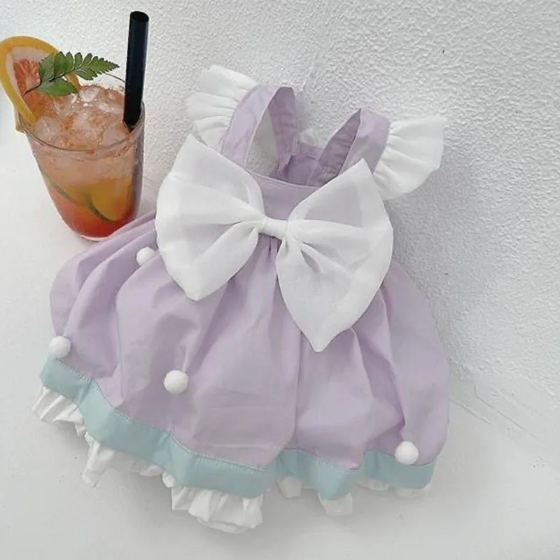 

Summer Color Matching Pet Cake Skirt Puppy Maltese Yorkshire Cute Big Bow Princess Dress Dog Clothes For Small Dogs