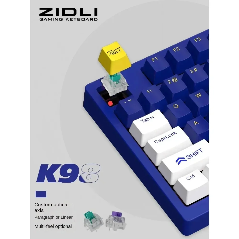 Игровая механическая клавиатура ZIDLI K98 с оптическим валом 98 клавиш без отверстий