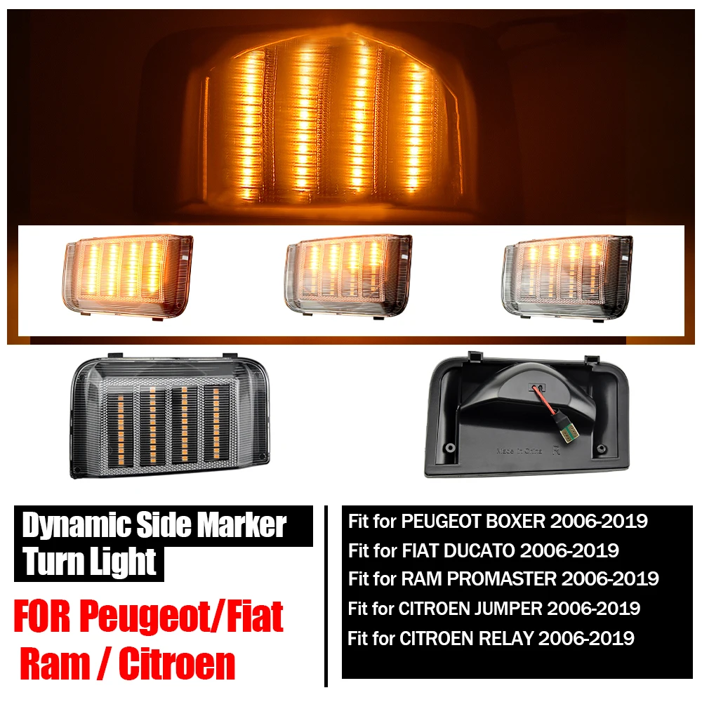 

2x для Peugeot Boxer Fiat Ducato Citroen Relay 2006-Динамический светодиодный указатель поворота, индикатор бокового зеркала, последовательная мигалка