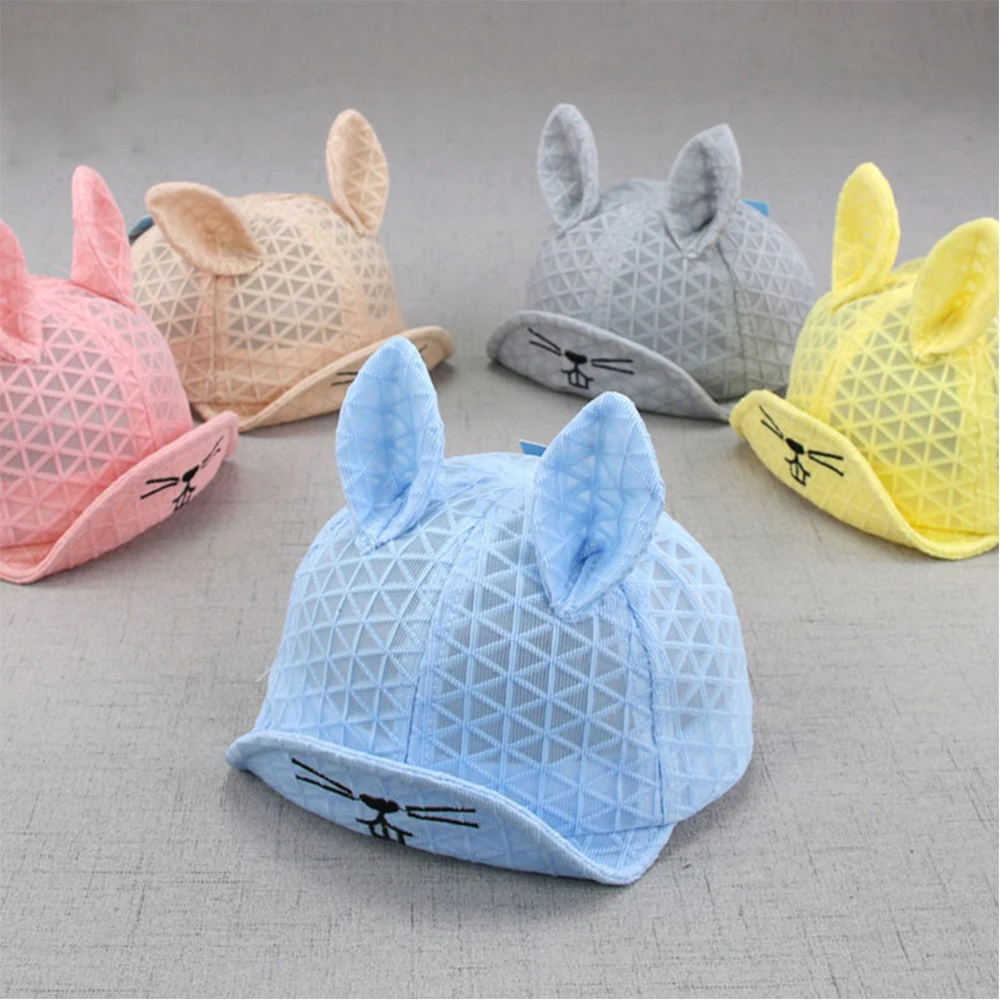 

Baby Cap Cartoon Cat Breathable Mesh Baseball Cap With Ears Summer Baby Boy Girl Sun Hat Fit-0-18 Months Babies