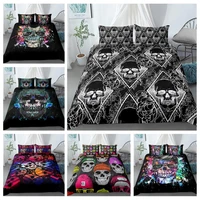 black color duvet cover luxury 3d skull bedding set king queen comforter sets 14 different size with 12 pcs pillowcases