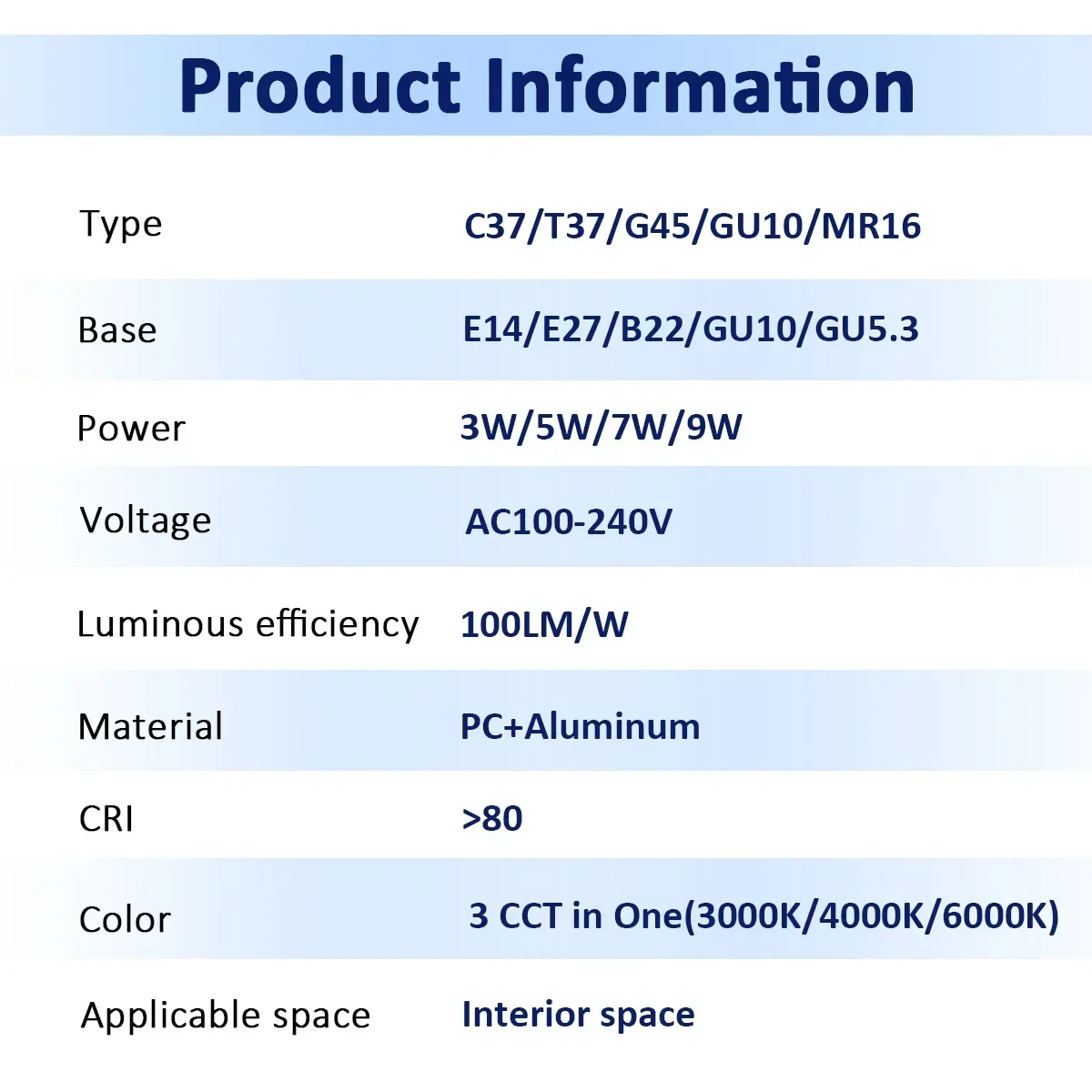 Светодиодный триколор лампочка с затемнением GU10 MR16 Spot светильник E27AC120V 220V 3W 9W CCT