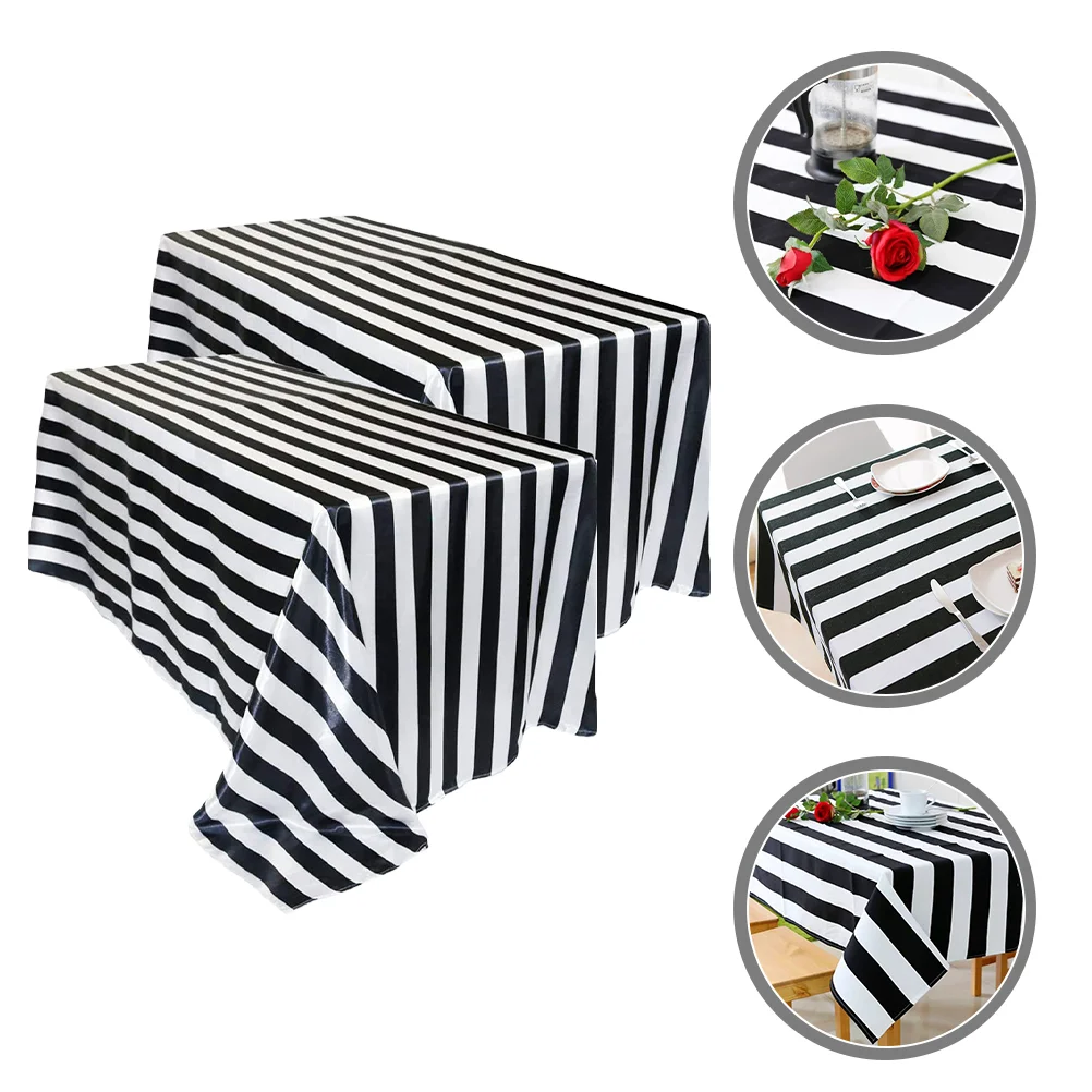 

2pcs Rectangular Outdoor Striped Stain Resistant Table Cover Cloth Party Tablecloth Mat Table Mat Carnival Party Table Runner