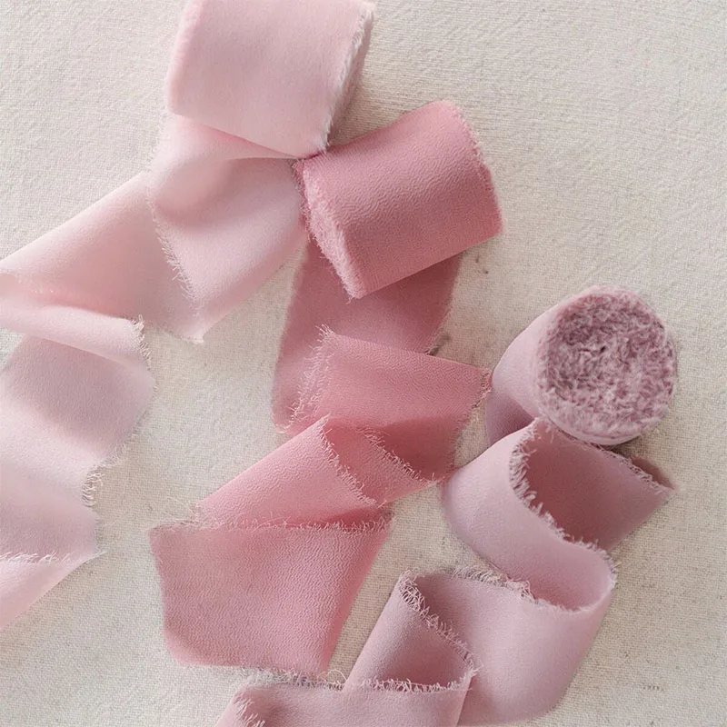 

5m/Roll Handmade Chiffon Ribbon Silk-Like Wedding Invitation Bouquet Fabric Wrapping Ribbons Birthday Party DIY Decorations Gift