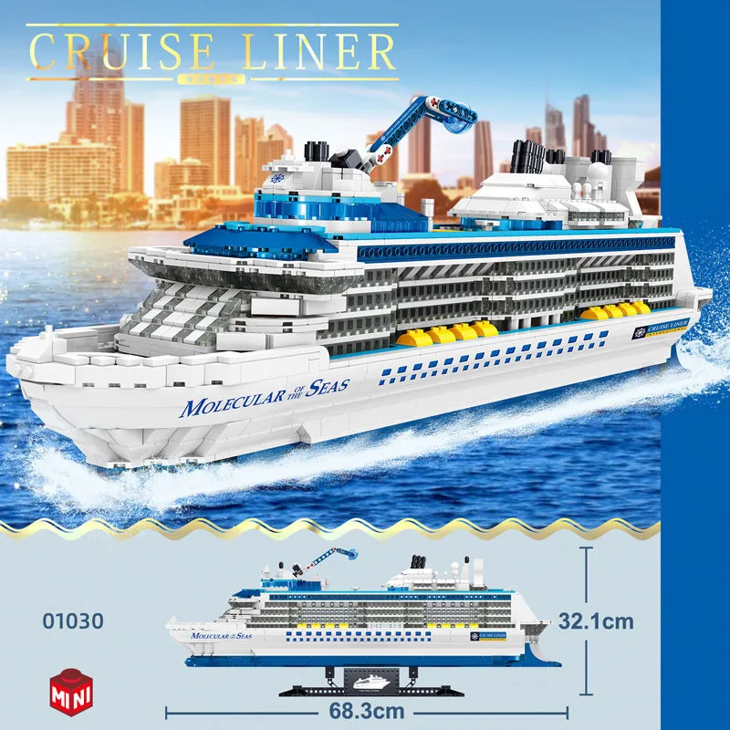 

Luxury Cruise Ship Mini Block Vehicle Ship Model Assemble Building Bricks Ocean Liner Educational Toys Collection For Gifts